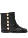 Via Roma 15 Ankle Boots Inside Wedge In Black Leather In Black