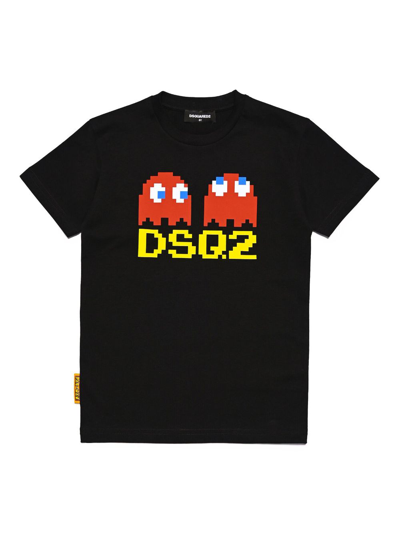 Dsquared2 Kids' Graphic-print Cotton T-shirt In Black