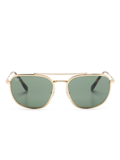 Ray Ban Rb3708 Square-frame Sunglasses In Gold