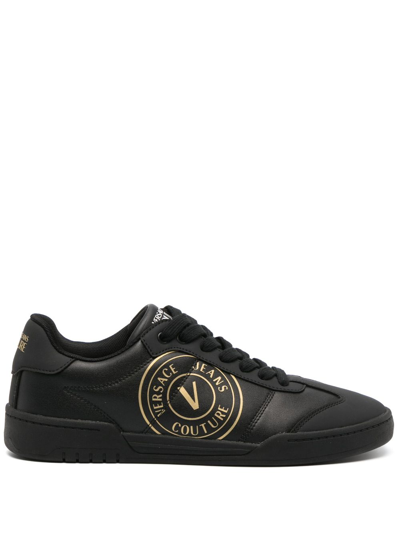 Versace Jeans Couture Brooklyn Leather Low-top Sneakers In Black