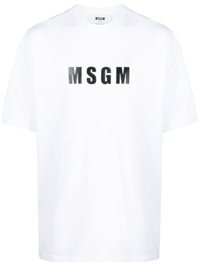 Msgm Logo-printed Crewneck T-shirt In White