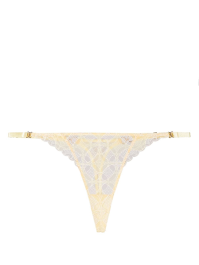 Bordelle Alta Embroidered Thong In Yellow