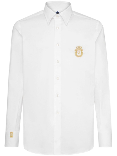 Billionaire Crest-motif Poplin Shirt In White