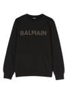 Balmain Logo-embellished Cotton Sweatshirt In Black