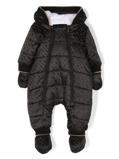 Bosswear Babies' Monogram Padded Snowsuit In Black