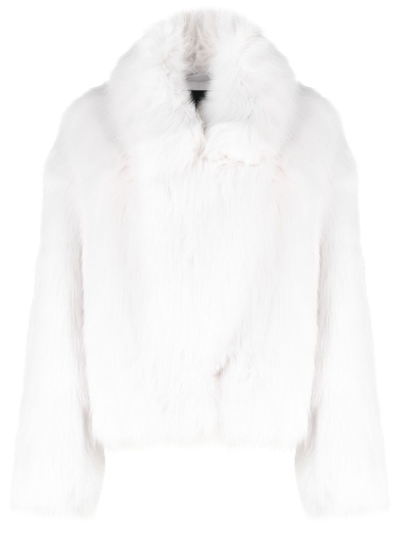 Patrizia Pepe Oversized Fur-design Jacket In White