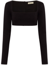 Nicholas Garima Cropped Long-sleeve Top In Black