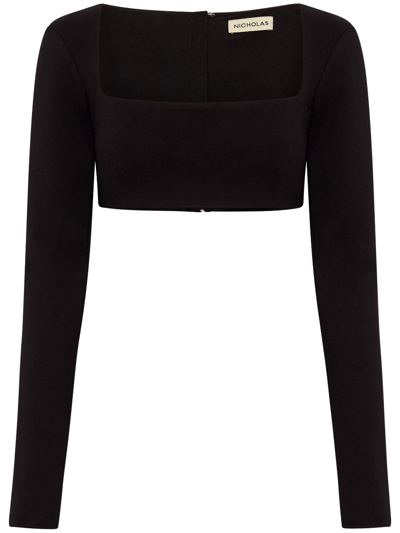 Nicholas Garima Cropped Long-sleeve Top In Black