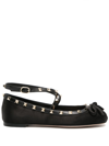 Valentino Garavani Rockstud Satin Ballerina Flats In Black