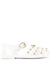 Moschino Teddy-stud Transparent Caged Sandals In Bianco