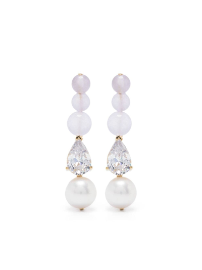 Completedworks Platinum Plated Pearl And Crystal Earrings In Neutrals