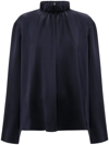 Jw Anderson High Neck Gathered Top In Blue