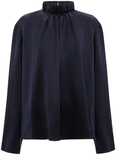 Jw Anderson High Neck Gathered Top In Blue