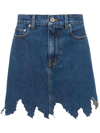 Jw Anderson Lasercut Frayed-hem Denim Skirt In Blue