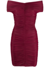 The Andamane Red Nicola Ruched Mini Dress