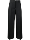 Msgm Wide Leg Tailored Pants In Black Polyester In Black