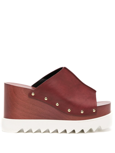 Stella Mccartney Elyse 80mm Studded Wedge Sandals In Brown