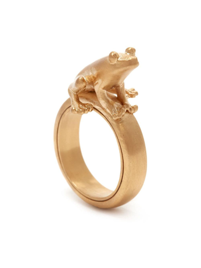 Jw Anderson Frog Brushed Ring In Golden Yellow