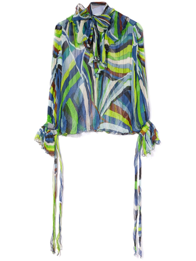 PUCCI GRAPHIC-PRINT PUSSY-BOW BLOUSE