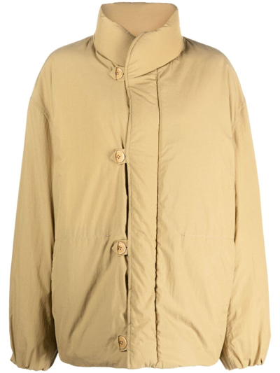 Lemaire Blouson-sleeve Cotton-blend Quilted Jacket In Green