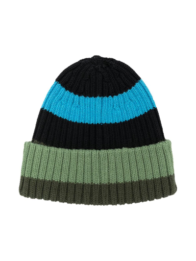 Stella Mccartney Kids Boys Blue Stripe Knitted Cotton Hat