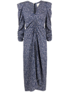 Isabel Marant Albini Stretch Silk Midi Dress In Blue