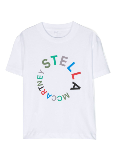 Stella Mccartney Kids' Logo印花棉t恤 In White