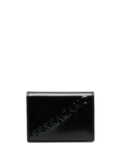 Ferragamo Logo-embossed Leather Cardholder In Black