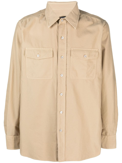 Tom Ford Button-up Cotton Shirt In Neutrals