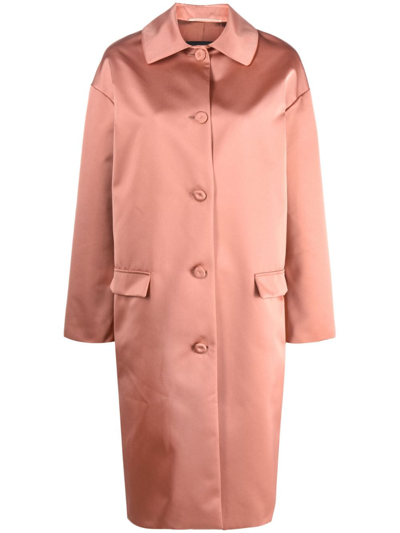 Rochas Single-breasted Satin Coat In Pink