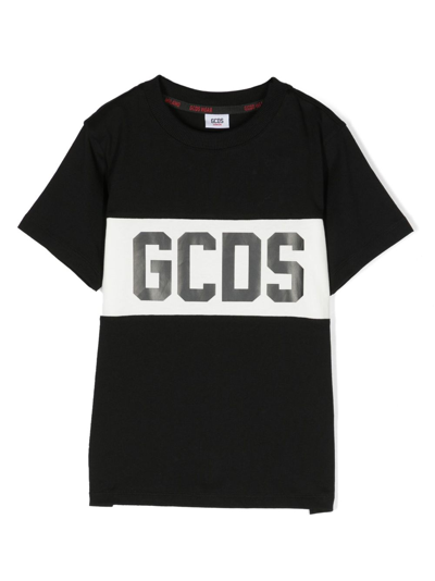 Gcds Kids' Logo印花棉t恤 In Black