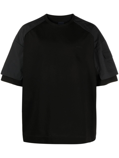 Juunj Panelled Round Neck T-shirt In Black
