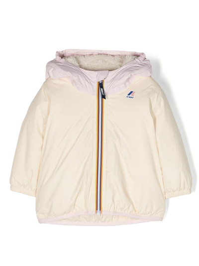 K-way Babies' Logo-patch Hooded Jacket In Neutrals