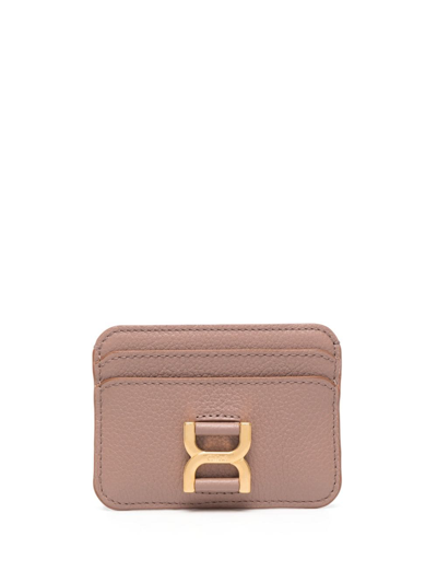 Chloé Logo-buckle Leather Cardholder In Neutrals
