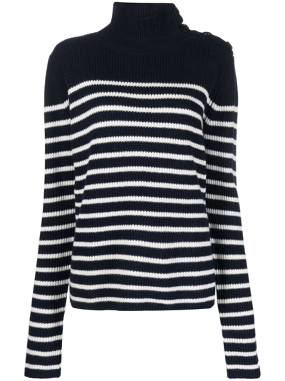 Aspesi Striped Ribbed-knit Wool Jumper In Black  