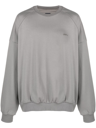Juun.j Logo-embroidered Cotton Sweatshirt In Grey