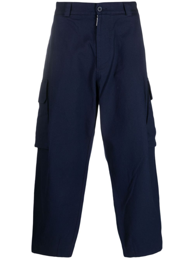 Emporio Armani Panelled Straight-leg Trousers In Blue