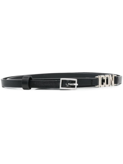 Dsquared2 Be Icon Leather Belt In Black