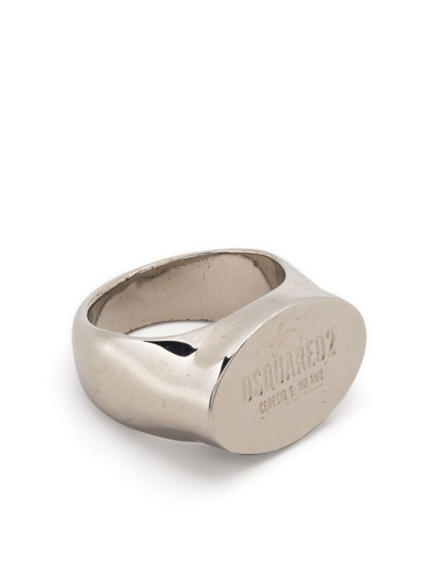 Dsquared2 Logo-engraved Burnished-finish Ring In Silver