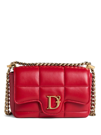 Dsquared2 Logo-plaque Quilted Leather Bag In Red