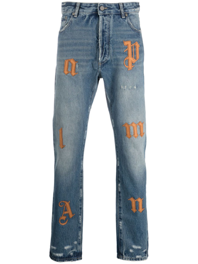 Palm Angels Jeans With Logo In Blue