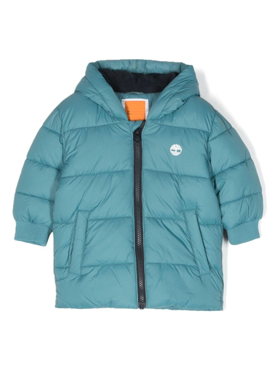 Timberland Light Blue Bomber For Baby Boy With Logo