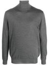 Malo Shaved Cyclist Turtleneck Sweater With Ribbed Finish In Gray