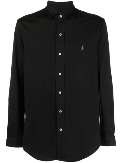 Polo Ralph Lauren Pony-embroidered Cotton Shirt In Black