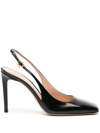 Gianvito Rossi Christina Glossed-leather Slingback Pumps In Black