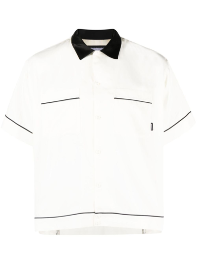 Neighborhood Slogan-embroidered Bowling Shirt In White