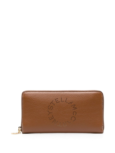 Stella Mccartney Logo-embellished Zipped Wallet In Neutrals