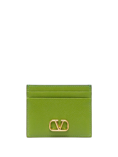 Valentino Garavani Green Vlogo Leather Cardholder