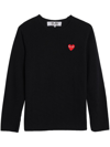 Comme Des Garçons Play Black Layered Double Heart Long Sleeve T-shirt In Black