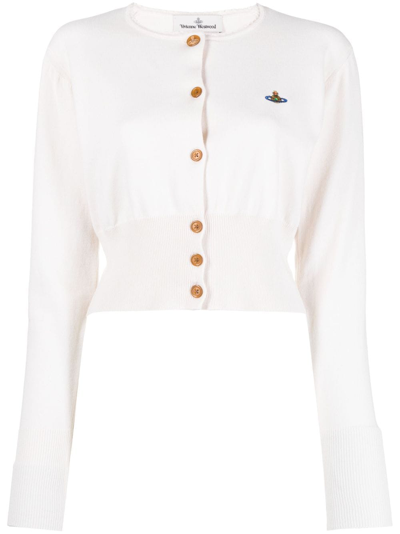 Vivienne Westwood Bea Cropped Cotton-blend Cardigan In White